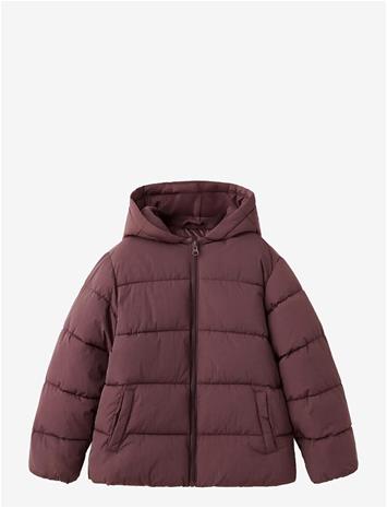 MANGO Hood Puffer Coat - DARK RED - 140