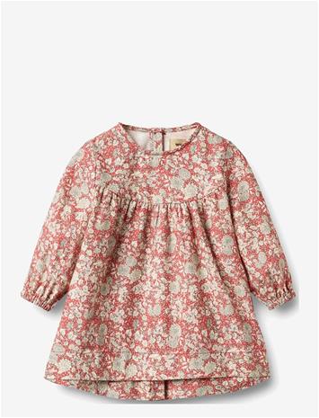 WHEAT Dress L/S Fenja - RASPBERRY FLOWERS - 92
