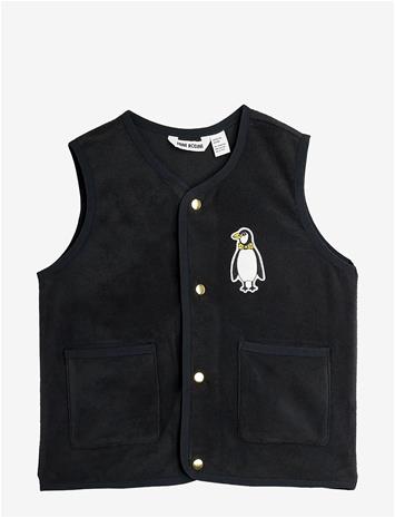 MINI RODINI Penguin Patch Microfleece Vest - BLACK - 56/62