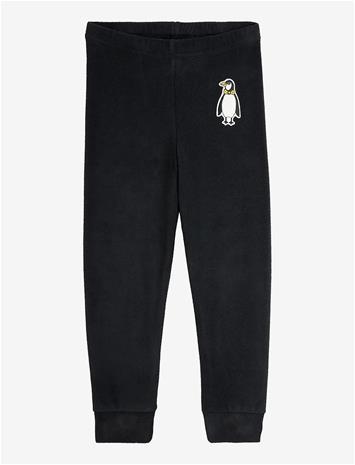MINI RODINI Penguin Patch Microfleece Trousers - BLACK - 104/110