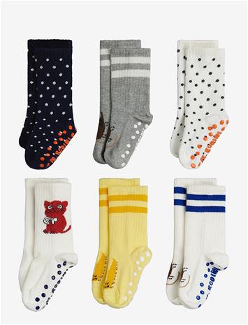 MINI RODINI Kitten 6-Pack Anti-Slip Socks - MULTI - 28/31