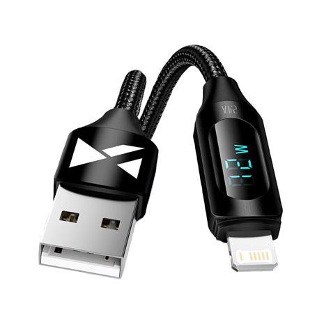 Wozinsky USB-A Cable - Lightning WUALC1 with LED Display 2.4A 1m - Black