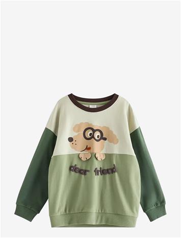 LINDEX Sweatshirt With Brushed Inside - LIGHT DUSTY GREEN - 110