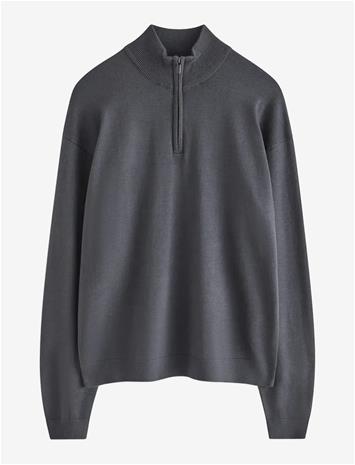 LINDEX Sweater Fineknit Halfzip - DARK GREY - 170
