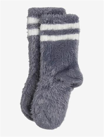 MINI RODINI Stripe Fluffy 1-Pack Socks - GREY - 28/31