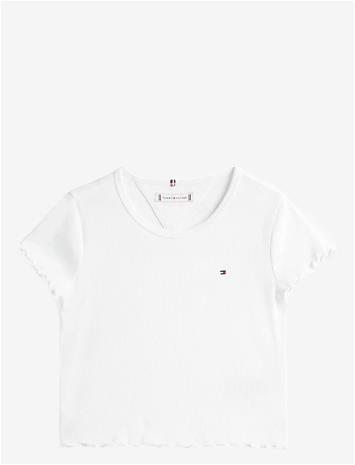 TOMMY HILFIGER Essential Rib Top Ss - WHITE - 140 – kuva 2/2