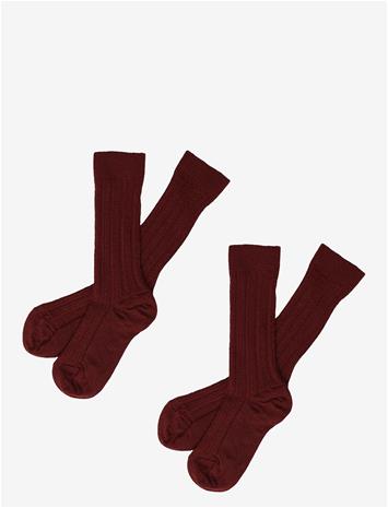 FUB 2-Pack Knee Stockings - CRANBERRY - 19/21