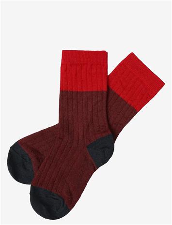 FUB 2-Pack Colour Block Socks - CRANBERRY - 19/21