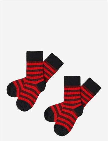 FUB 2-Pack Classic Stripe Socks - DARK NAVY /SIGNAL RED - 19/21