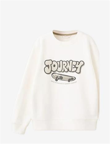 MANGO Printed Cotton Sweatshirt - NATURAL WHITE - 128