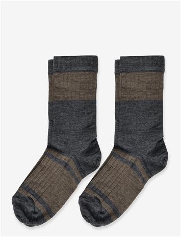 FUB 2-Pack Colour Block Striped Socks - HAZEL MELANGE - 29/32