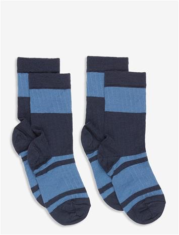 FUB 2-Pack Colour Block Striped Socks - DEEP INDIGO - 33/36