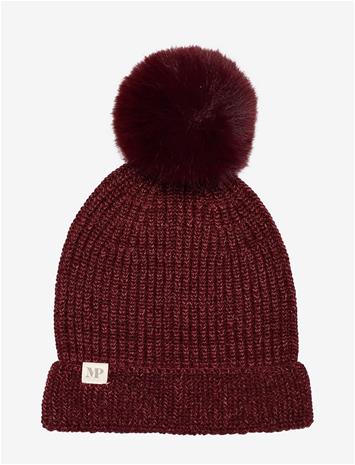 MP DENMARK Svaneke Beanie - Pompon - WINE RED - 47/49