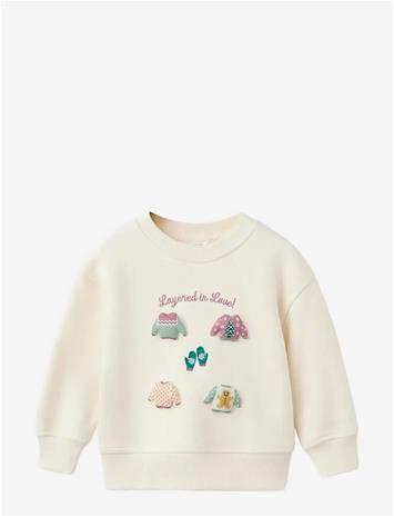 MANGO Patch Sweatshirt - LIGHT BEIGE - 3-4