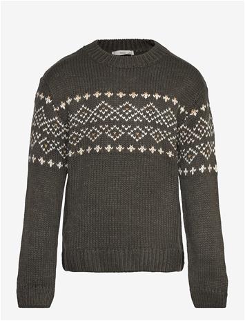MANGO Jacquard Knitted Sweater - DARK GREEN - 7-8