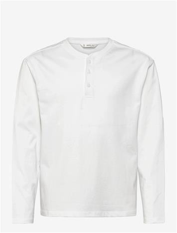 MANGO Buttoned Cotton T-Shirt - NATURAL WHITE - 7-8