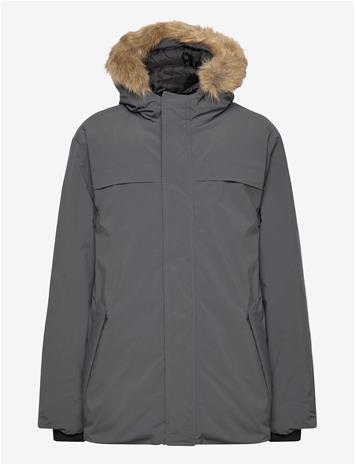 MANGO Anorak With Shearling-Effect Hood - GREY - 122