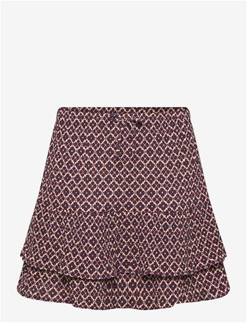 MANGO Short Ruffled Skirt - DARK RED - 9-10