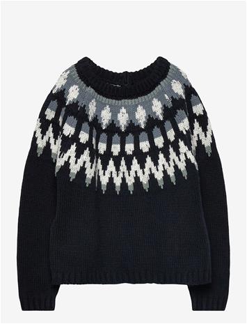 MANGO Jacquard Knitted Sweater - NAVY - 4-5