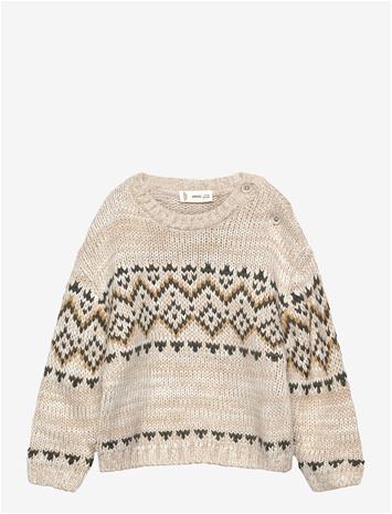 MANGO Jacquard Knitted Sweater - LIGHT BEIGE - 2-3