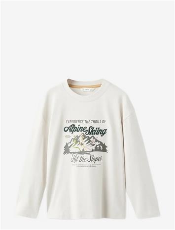 MANGO Embroidered Printed T-Shirt - NATURAL WHITE - 7-8