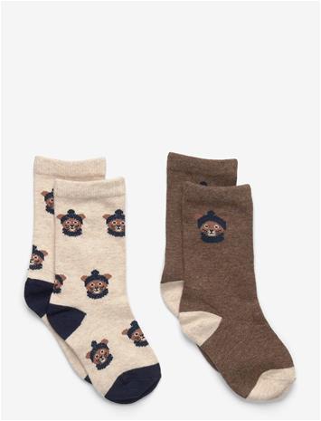 MANGO 2 Pack Patterned Socks - DARK BROWN - 3-4