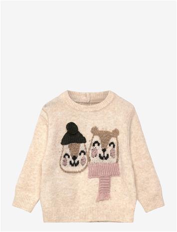 MANGO Knit Embroidered Sweater - LIGHT BEIGE - 2-3
