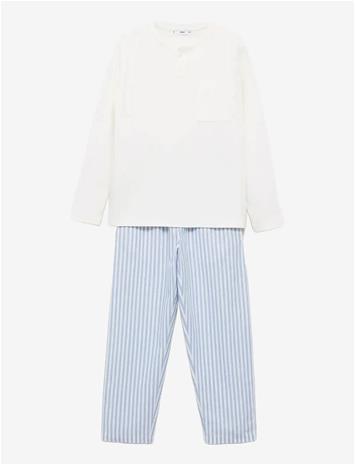 MANGO Striped Long Pyjamas - LT-PASTEL BLUE - 11-12