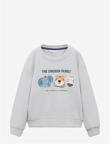MANGO Sweatshirt With Embroidered Animals - NATURAL WHITE - 2-3 – kuva 2/2