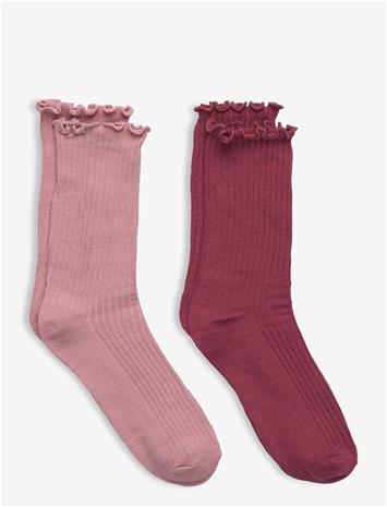 Mango 2 Pack Ribbed Socks - Pink - L