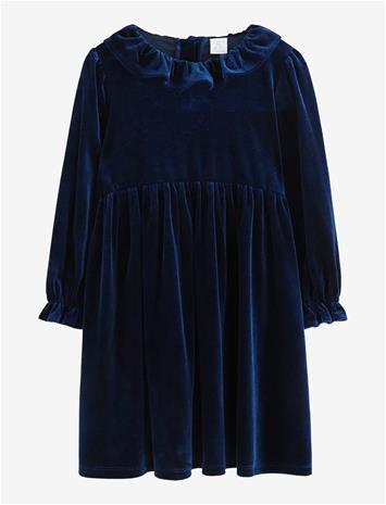 LINDEX Långärmad Klänning I Sammet - NAVY - 110