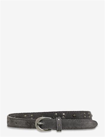 MANGO Stud Leather Belt - GREY - S