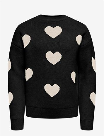 KIDS ONLY Kognaja L/S Flower Pullover Knt - BLACK - 122-128