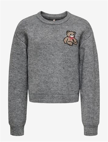 KIDS ONLY Kogteddy L/S Pullover Knt Noos - MEDIUM GREY MELANGE - 110-116 – kuva 2/2