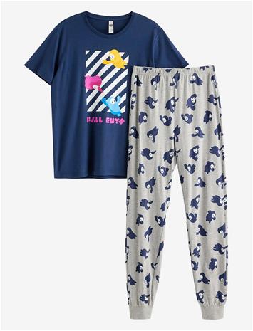 LINDEX Fall Guys Pyjama Set - DK DUSTY BLUE - 128