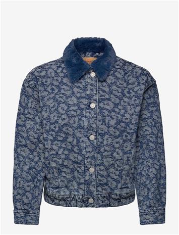 LEVI'S Levi's® Fur Collar Leopard Oversized Trucker Jacket - BLUE - 140 cm