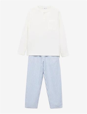 MANGO Striped Long Pyjamas - LT-PASTEL BLUE - 2-3