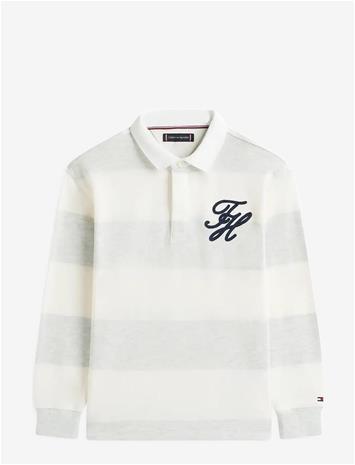 TOMMY HILFIGER Th Script Graphic Rugby Polo Ls - LIGHT GREY HTR STRIPE - 176