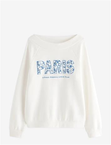 LINDEX Sweatshirt With Brushed Inside - OFF WHITE - 128