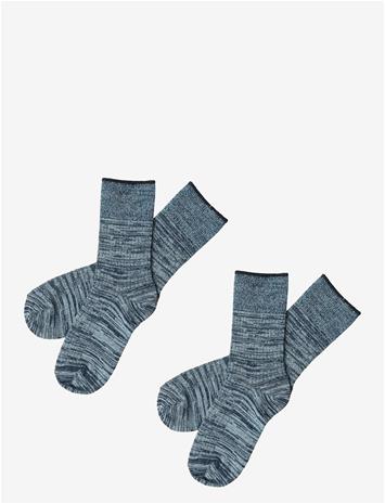 FUB 2-Pack Melange Socks - AQUA/DARK NAVY - 19/21