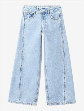 MANGO Wide Leg Studded Jeans - OPEN BLUE - 164
