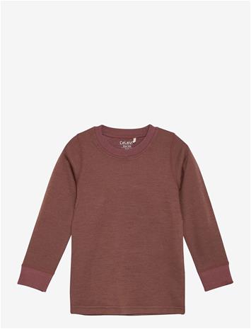 CELAVI Blouse Ls - Solid - MARRON - 100