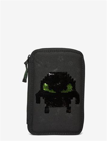Beckmann Norway Three Section Pencil Case With Content, Pixel - Black - ONE SIZE