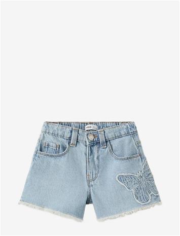 MANGO Embroidered Butterfly Denim Shorts - OPEN BLUE - 110
