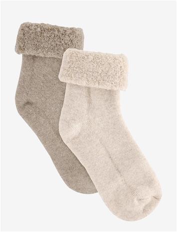 HUTTELIHUT Wool Terry Socks 2-Pack - CAMEL MELANGE - 27\30