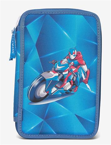 Beckmann Norway Three Section Pencil Case With Content, Blue Lightning - Blue - ONE SIZE