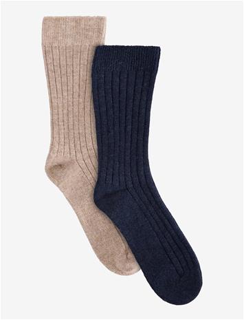 HUTTELIHUT Wool Rib Socks 2-Pack - DARK NAVY - 15\18
