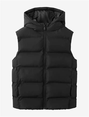 MANGO Quilted Gilet With Hood - BLACK - 116