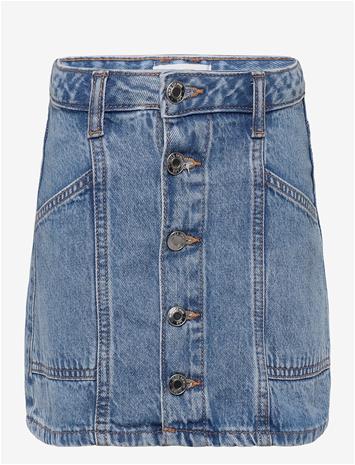 MANGO Denim Skirt With Buttons - OPEN BLUE - 122