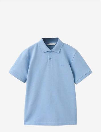 MANGO Cotton Polo Shirt - MEDIUM BLUE - 140